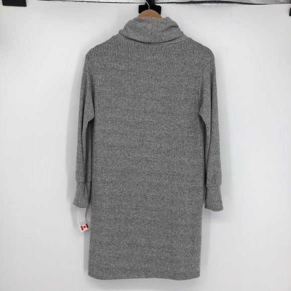 Anistar Grey Ribbed Knit Turtleneck long sleeve Mini Dress XS  NWT - Picture 3 of 14